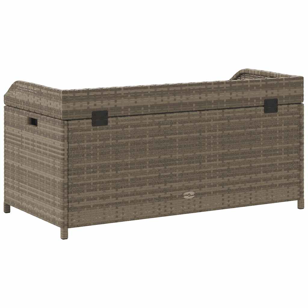 Storage Bench in Grey 100x50x52 cm Poly Rattan & Acacia Wood