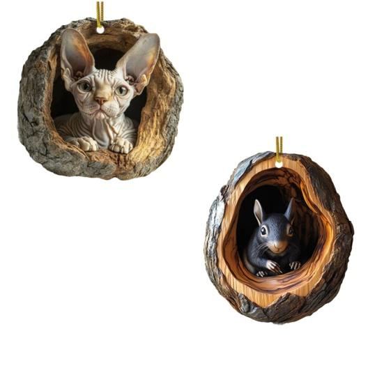 Подвеска на елку, акриловое украшение с шнурком для подвешивания, легко установить, очаровательная форма животного, праздничное украшение