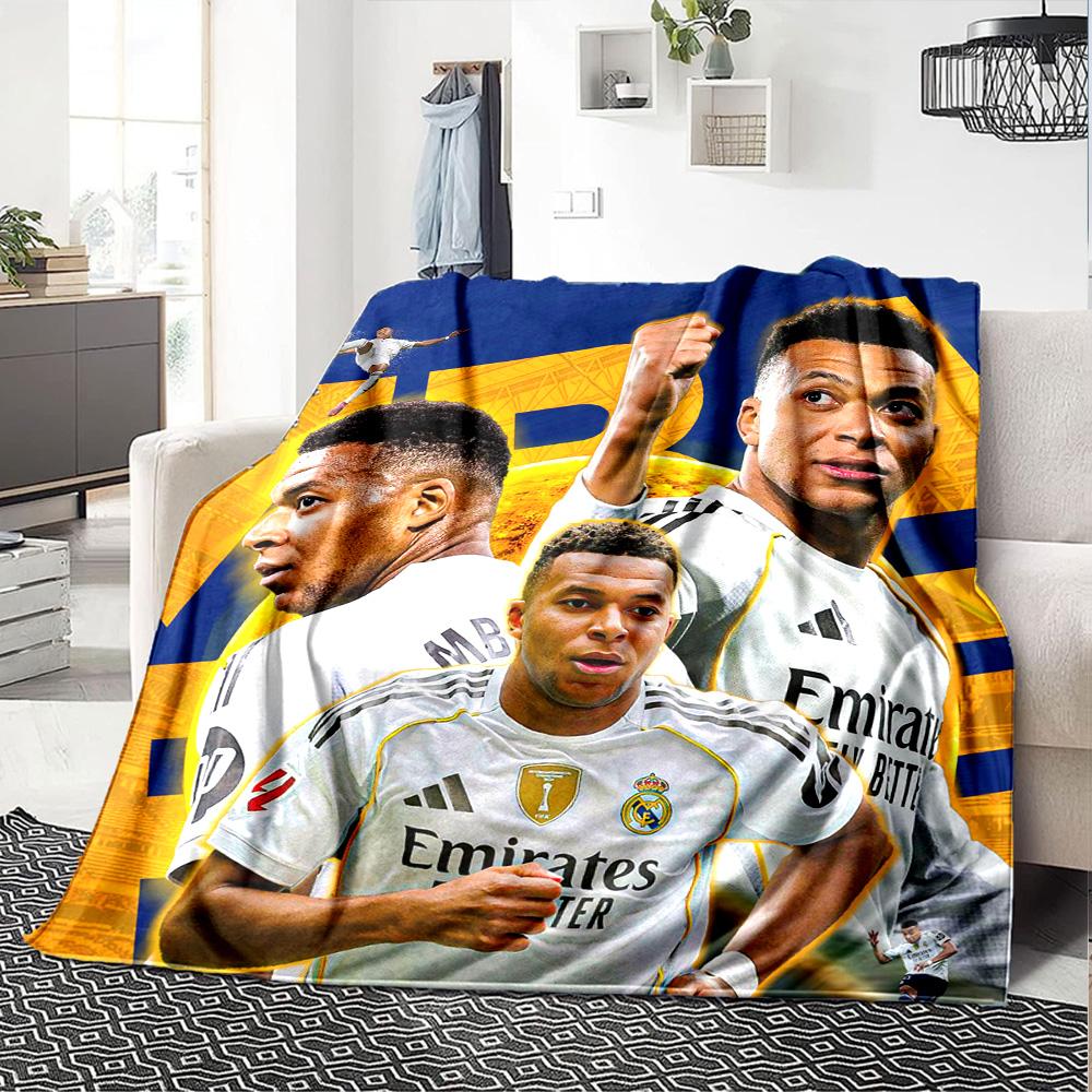 Star Player Kylian Mbappé Blanket Soft Warm Cozy Great for Sofa Office Chair Picnics for All Seasons Playful Design