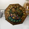 Dinosaur Glass Art pattern umbrella, portable and foldable design, 8 ribs, a casual accessory for Halloween, Christmas, and birthday gifts.