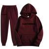 Unisex Oversized Hooded Sweatshirt Set With Letter Print - Casual Loose Fit Pullover Jogger Pants Fall