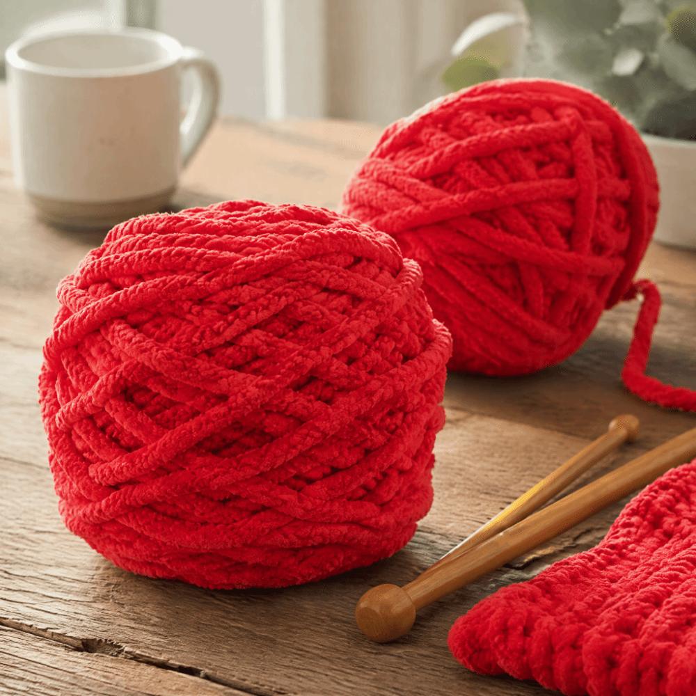 2pcs Red Color Super Bulky Yarn Single Strip Fluffy Blanket Yarn Thick Knitting Yarn For Crochet