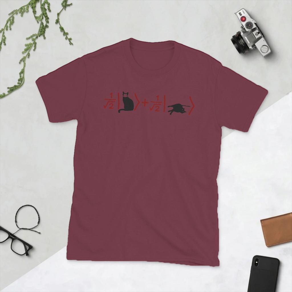 Unisexs Schrdingers Cat Math Science T Shirts 100 Cotton Tops Funny Short Sleeve Crewneck Tee Shirt Summer TShirt