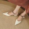Sandals For Woman White Pointed Toe Summer 2024 Women's Shoes Red Footwear With Low Heels H Designer Stylish Price Casual