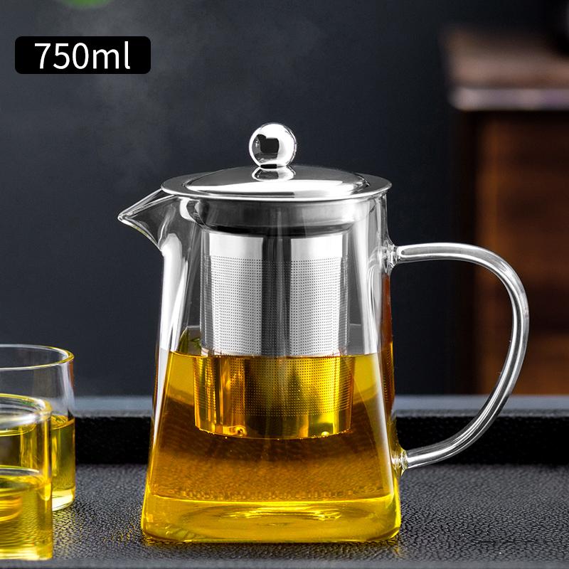 Чайник Kungfu Tea Pu 'er Чайный сервиз Чайная церемония Удобный офисный квадратный стеклянный цветочный чайник