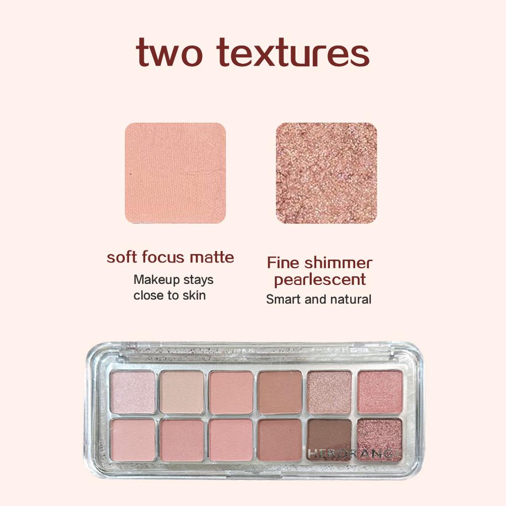 Палитра теней для век HERORANGE Artistic Twelve Color Pearlescent Matte Eyeshadow Popular Earth Color Daily Repair Longlasting Color