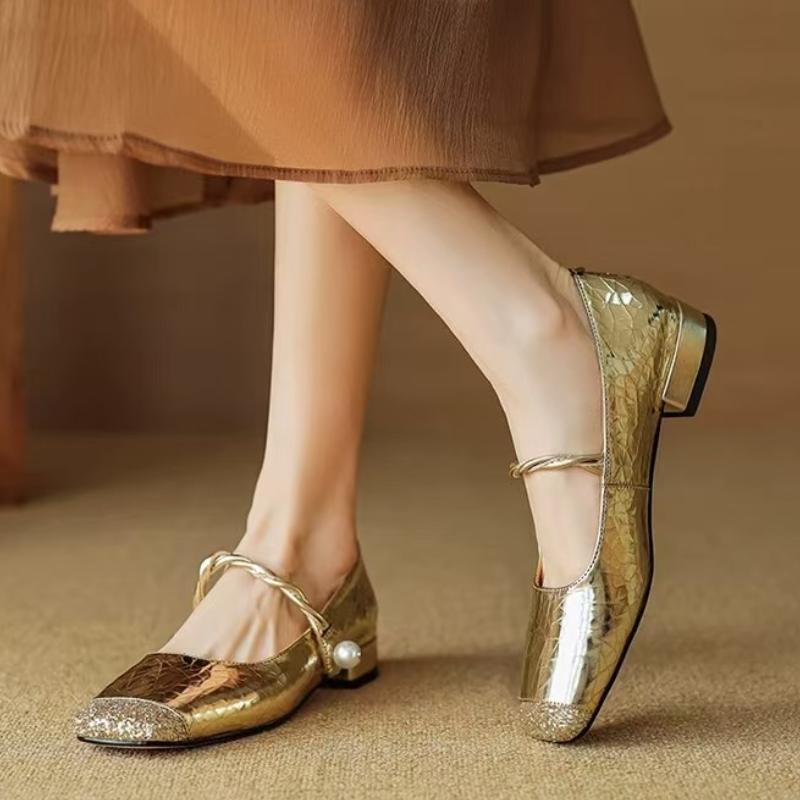 Fashion Square Heel Single Shoes Autumn New Square Toe Shallow Mouth One Strap Soft Sole Non-slip Kitten Heel Shoes