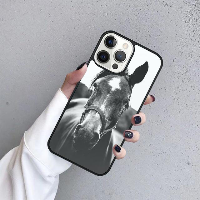 Чехол для iPhone 17 Air 15 16 14 13 12 Pro Max 11 Pro Max Plus с изображением бегущей черной четвертьмильной лошади Чехол Coque