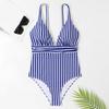 Летний монокини с V-образным вырезом, открытой спиной, цельный купальник-бикини с полосатым принтом, быстросохнущий, облегающий, облегающий, контурирующий фигуру монокини