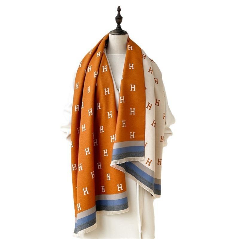 Шарф женский высококлассный универсальный теплый шаль из искусственного кашемира зимний простой повседневный стиль с надписью деловой шарф двойного назначения