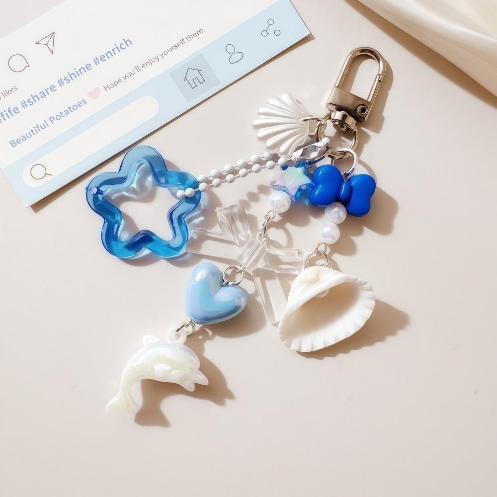 Conch Ocean Series Keychain Multi-Charm Bag Charm High-End Starfish Key Ring Vacation