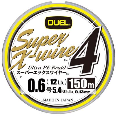 Рыболовная леска DUEL Super X Wire 4 PE Высокая 5 [Высокая прочность, Чувствительность] 0,6, 150 м, Цвета/Желтая маркировка, H3585N-5CR