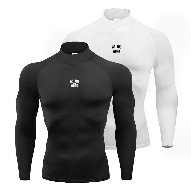 Muscleguys Мужские компрессионные футболки для бега, фитнеса, облегающая футболка с длинным рукавом, ДЕЛАЙ РАБОТУ, одежда для спортзала, тренировочная, быстросохнущая, рашгарды