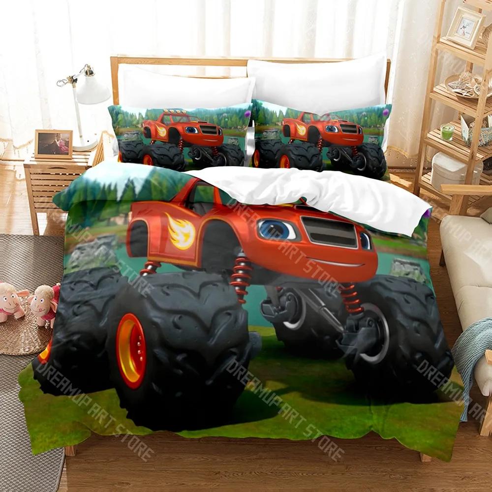3D Print Blaze N Monster Machines Bedding Set Cartoon Duvet Cover Double Twin Full Queen King Adult Kid Bedclothes Quilt Co
