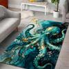 Multiple sizes Blue octopus with gold textures Carpet for Living Room Bedroom Sofa Home Decor Rug Non-slip Floor Mat Luxury Gift