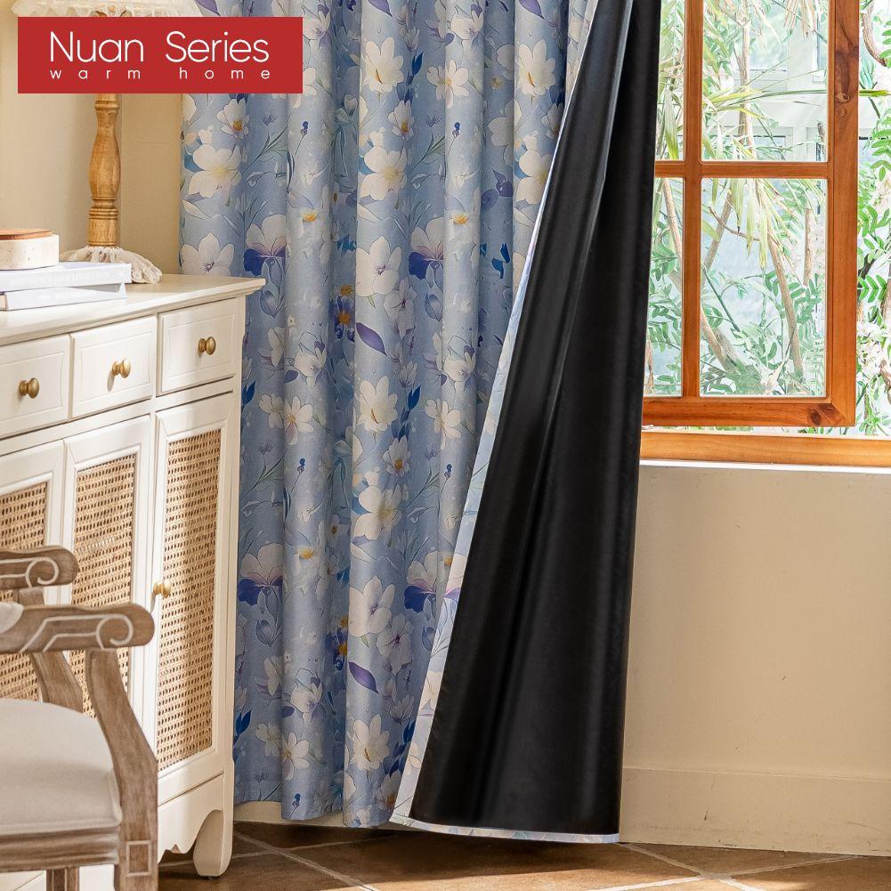 1 шт. Шторы серии Nuan в скандинавском деревенском стиле, синие с принтом, с полными шторами блэкаут для спальни, гостиной, балкона, окна для домашнего декора