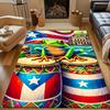 Frog on Puerto Rican Drums Patterned carpet, non slip mat suitable for living room and bedroom sofas