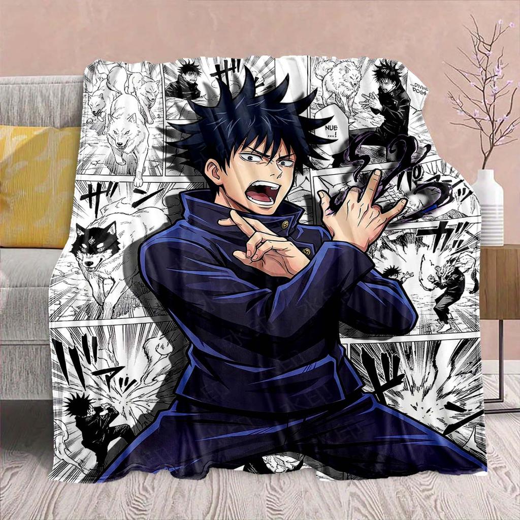 Фланелевое одеяло Аниме Jujutsu Kaisen - Мягкое, теплое, идеально подходит для дивана, кровати, кемпинга, путешествий, офиса, домашнего декора -QJY