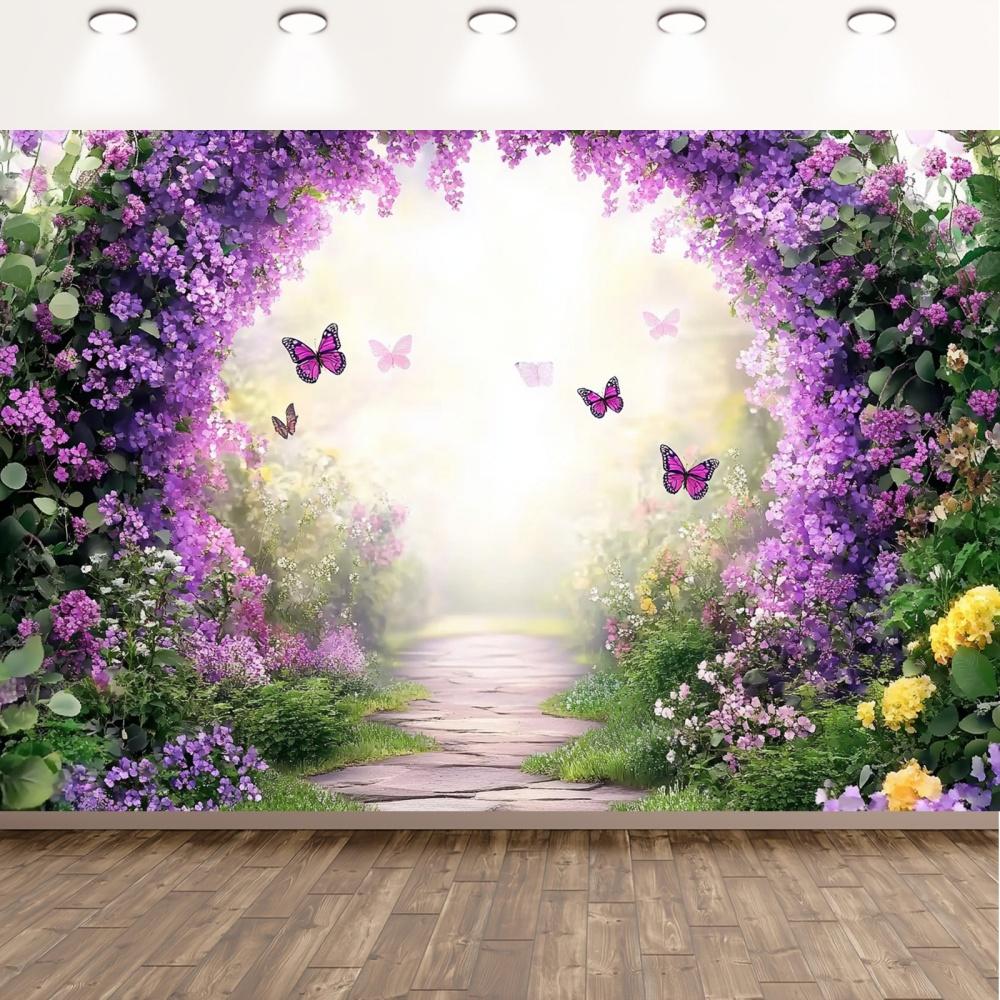 2D 1 piece of spring-themed garden backdrop fabric polyester banner suitable for weddings anniversaries and festivals