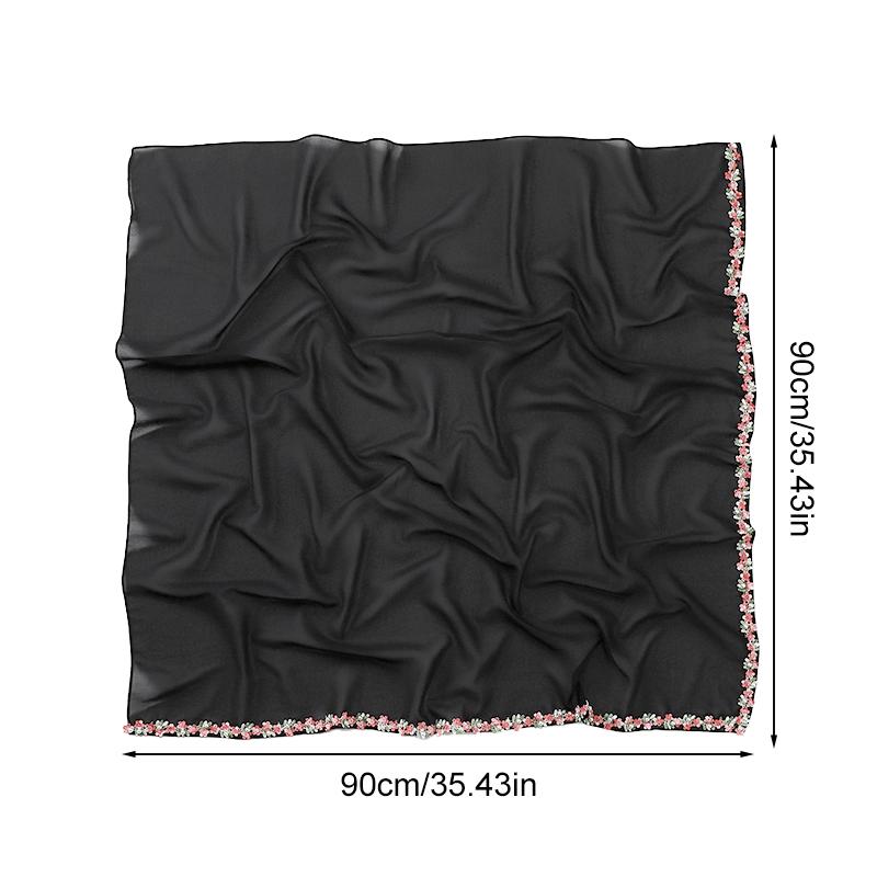 1 шт. головной убор, цветочная шаль, кружево, бисер, модный искусственный жемчуг, женский головной убор, мусульманский хиджаб, квадратный шарф, шифоновый тюрбан