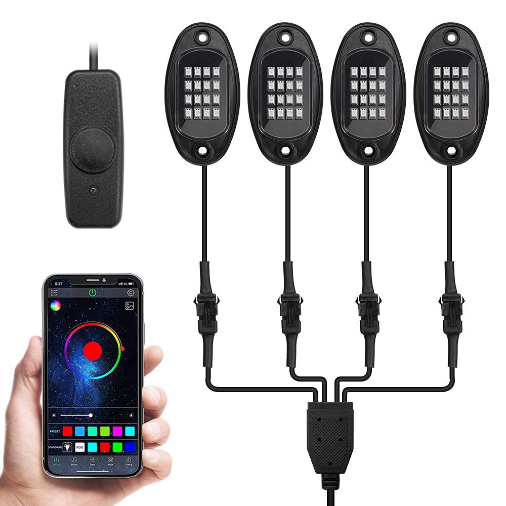 Bluetooth APP Control Decorative 4/6/8 In 1 для Jeep Off-Road Truck Boat RGB LED Rock Lights Music Sync Undergolw Car Chassis Light