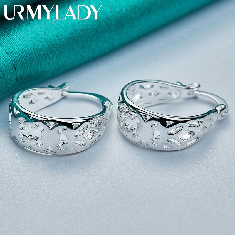 URMYLADY 925 пробы полые серьги-цветы клипсы для ушей для женщин свадебные помолвочные модные украшения с шармами