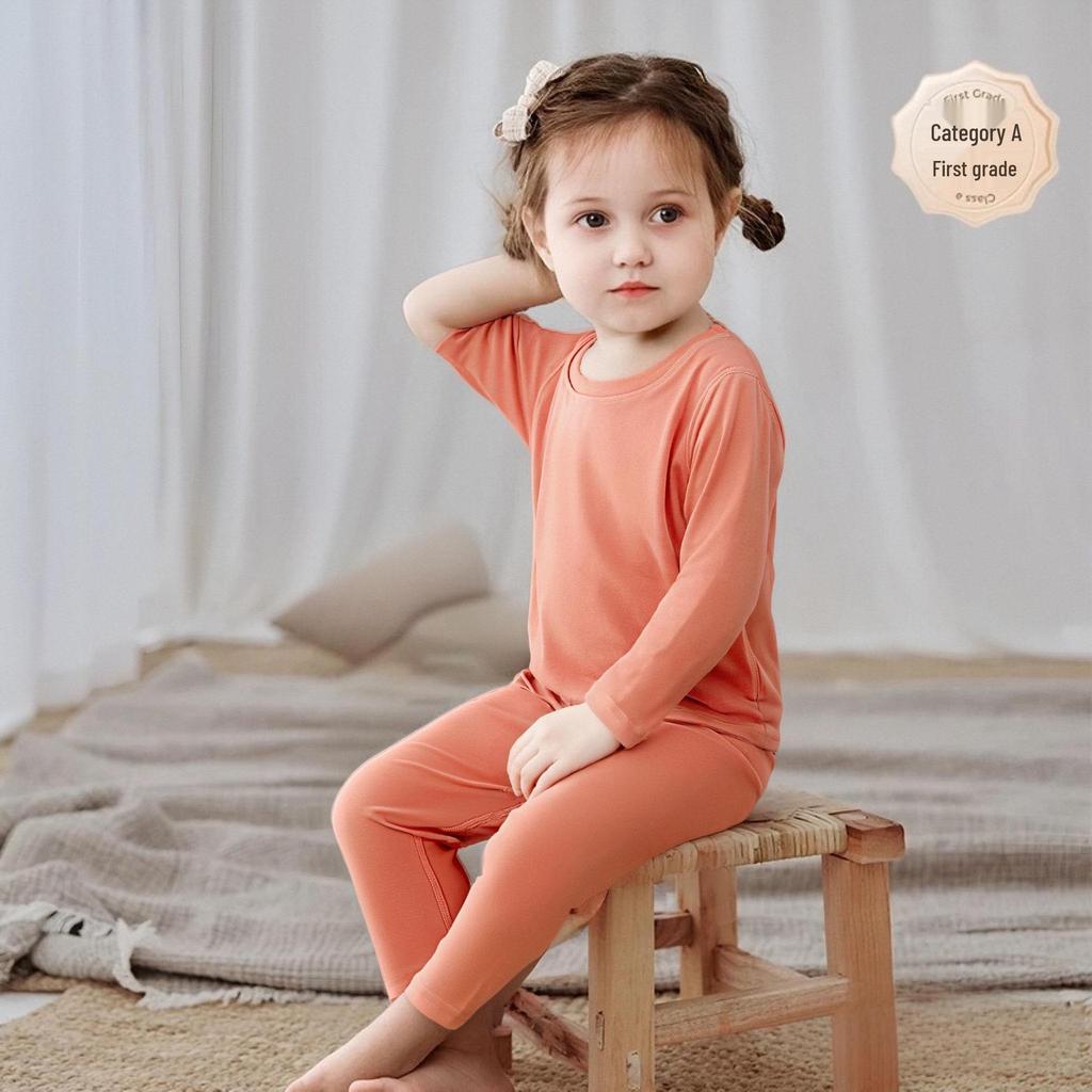 Детский бесшовный термофлисовый комплект нижнего белья - Теплая осенняя одежда для мальчиков и девочек