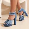 Fashion Women's Shoes 2024 New Back Zipper Women's Sandals Fashion Peep Toe Dress Sandals Women Summer Plus Size Solid Heeled Sandals