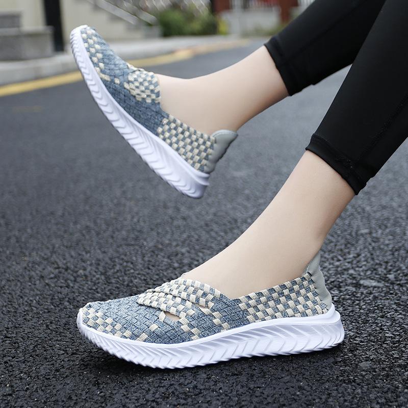 Новая универсальная женская обувь ручной работы, повседневная дышащая полая одинарная обувь, ультралегкая сетчатая женская обувь на плоской подошве, ленивая обувь