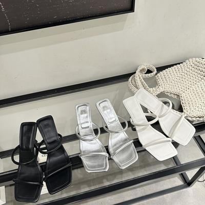 Модная фея, средний каблук со шлепанцами, летняя обувь, новый стилетто, квадратный носок и босоножки с открытым носком, женская обувь