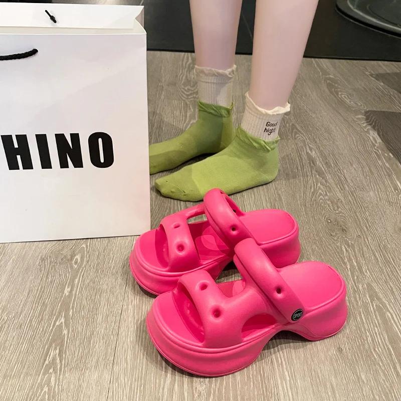 2024 Модные женские тапочки Летние тапочки Eva на танкетке Нескользящие домашние тапочки для улицы Женские сандалии Шлепанцы Pantuflas Mujer