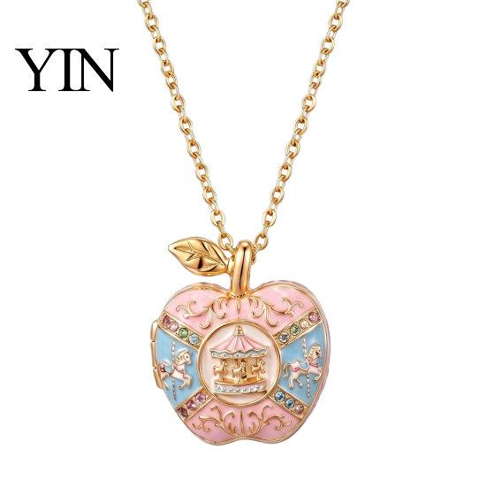 Fine Detail Necklace Gift Openable Fruit Charm Necklace, Treasure Box Pendant with Mini Long-lasting Luster Jewelry Figurine Inside, Elegant for Wife