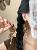 Серьги с кисточками из смолы "Серебряная игла" с шифоновым цветком - Ретро и универсальный дизайн