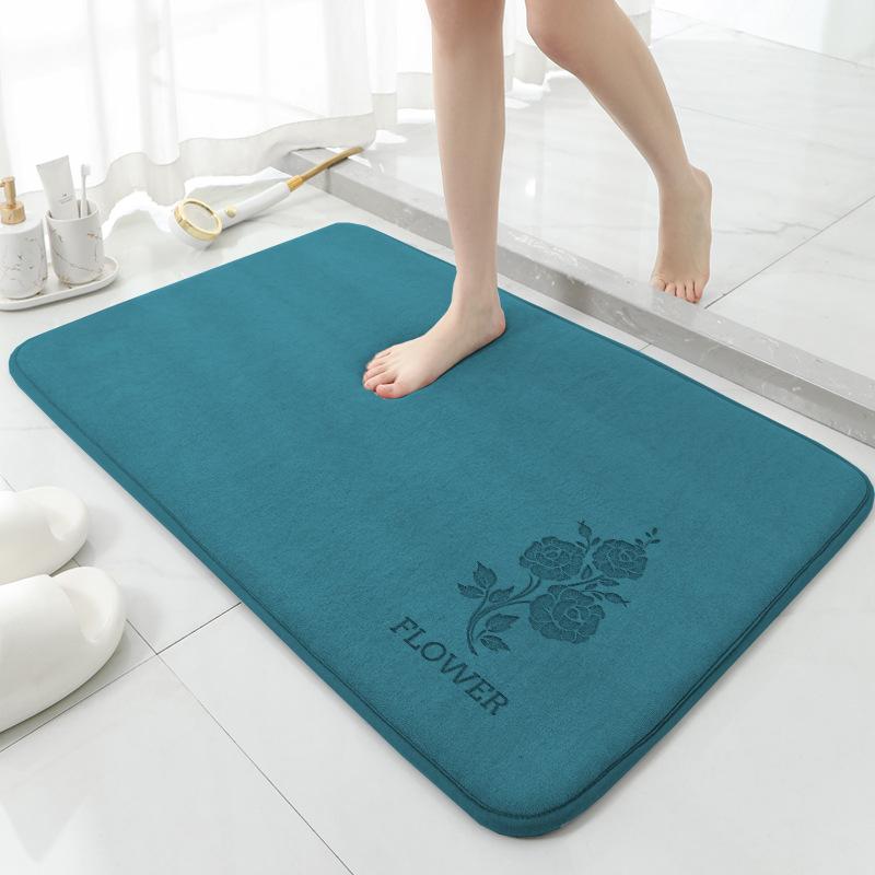 Toilet Absorbent Mat Rose Print Toilet Bathroom Non-slip Mat Carpet Toilet Mat