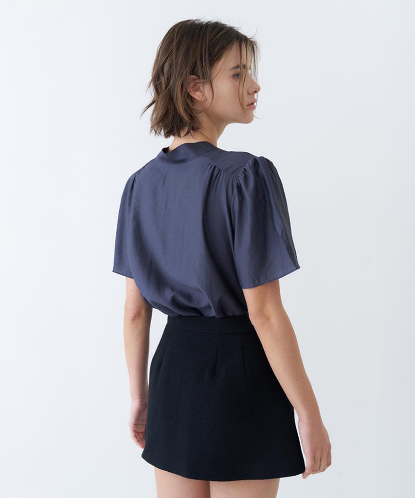 VEM.VER Half Sleeve Tie Blouse_Charcoal