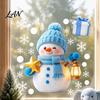 Winter Holiday Glass Clings Christmas Window Clings, Cute Cartoon Snowman Stickers, Snowflake Double-Sided Seasonal Store Displays Static Decal