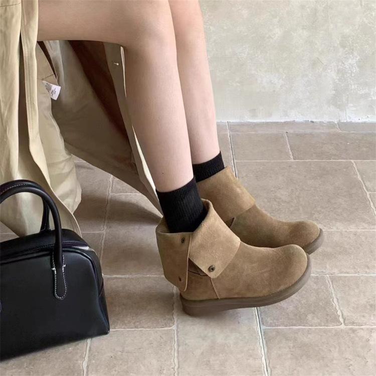 French platform matte two-wear medium boots women's shoes autumn 2025 new western cowboy boots round head knight boots