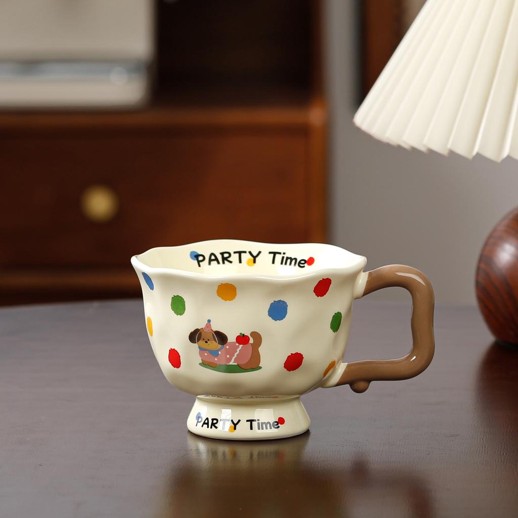 Высококачественный простой бокал в горошек, мультяшная милая кружка с милым питомцем, милая керамическая чашка, термостойкая, кружка для девочек