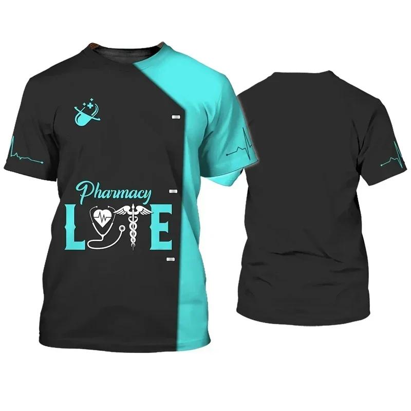 Футболка для мальчиков EMS Uniform Doctor Shirt 2024 New 3D Print Short Sleeve Pullover Unisex Fashion Tees Summer Oversize Nursing Tops