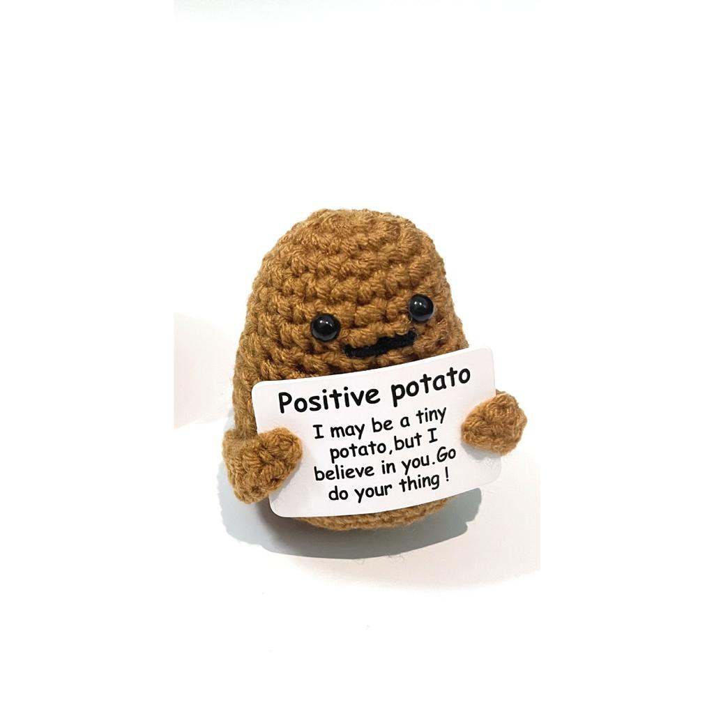 Mini Funny Positive Potato, 7.5cm Knitted Positive Potato Creative Cute Wool Funny Knitted Positive Potato for Birthday Party Decoration Encouragement