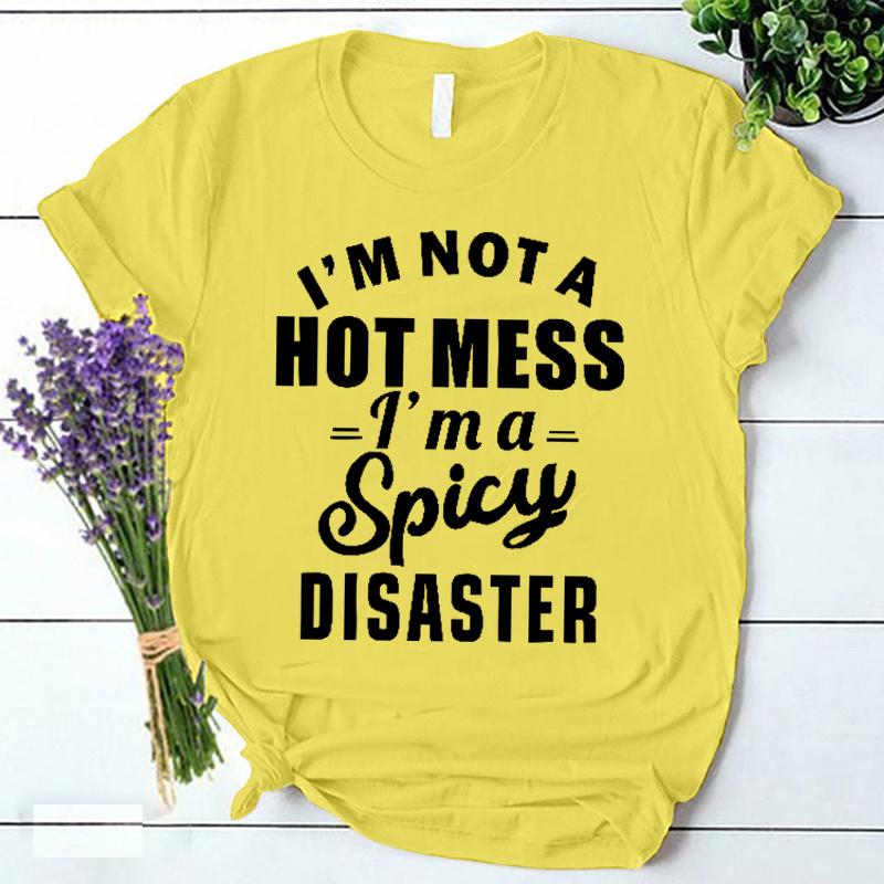 Im A Spicy Disaster Print T Shirt Korean Vintage Streetwear Y2k Clothes Summer Fashion Harajuku Women Clothing Trendy Tee Shirt