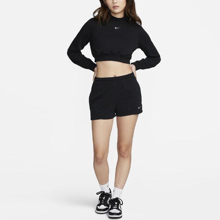 Nike Укороченный топ с длинным рукавом и однотонным логотипом, женские топы черного цвета FN2477-010