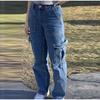 Women's Casual Workwear Jeans Multiple Pockets Wide Leg Loose Fit 2025 Spring Autumn New Style Popular Casual Denim Pants
