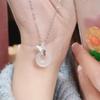 S925 Sterling Silver Butterfly Love Peace Buckle Necklace Women Versatile China-Chic Design New Jewelry White Jade Pith Butterfly Pendant