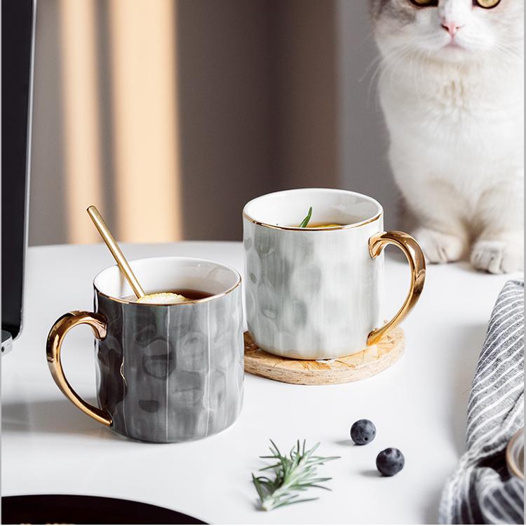 Unique Design Drinkware Nordic Delicate Handmade Luxury Ceramic Coffee Mugs With Gold Rim