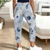 Women Plus Size Colorful Printed Jogger Pants Drawstring Waist Side Pockets Cuffed Ankle