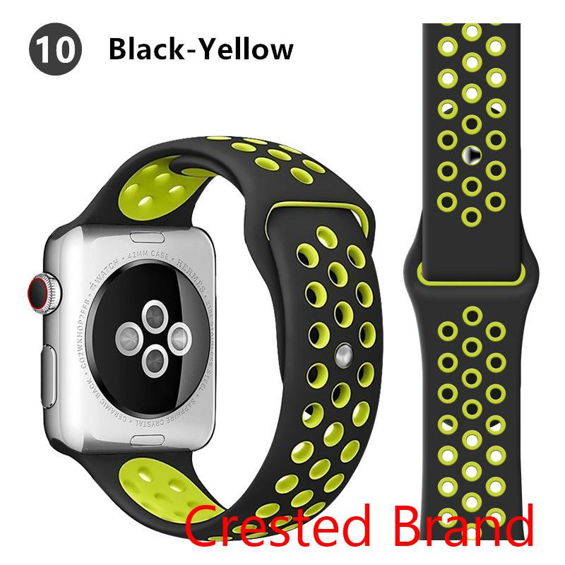 Силиконовый ремешок для Apple Watch ремешок 44 мм/40 мм iWatch ремешок 42 мм/38 мм дышащий спортивный браслет-ремешок для часов Apple watch 5 4 3 2