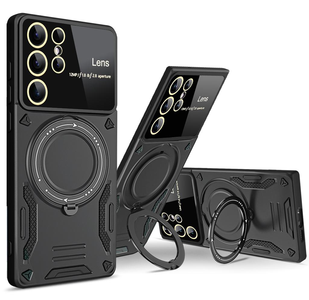 Магнитный чехол Magsafe для беспроводной зарядки Samsung Galaxy S24 Ultra S24 Plus S 24 Armor Metal Ring Holder Stand Cover