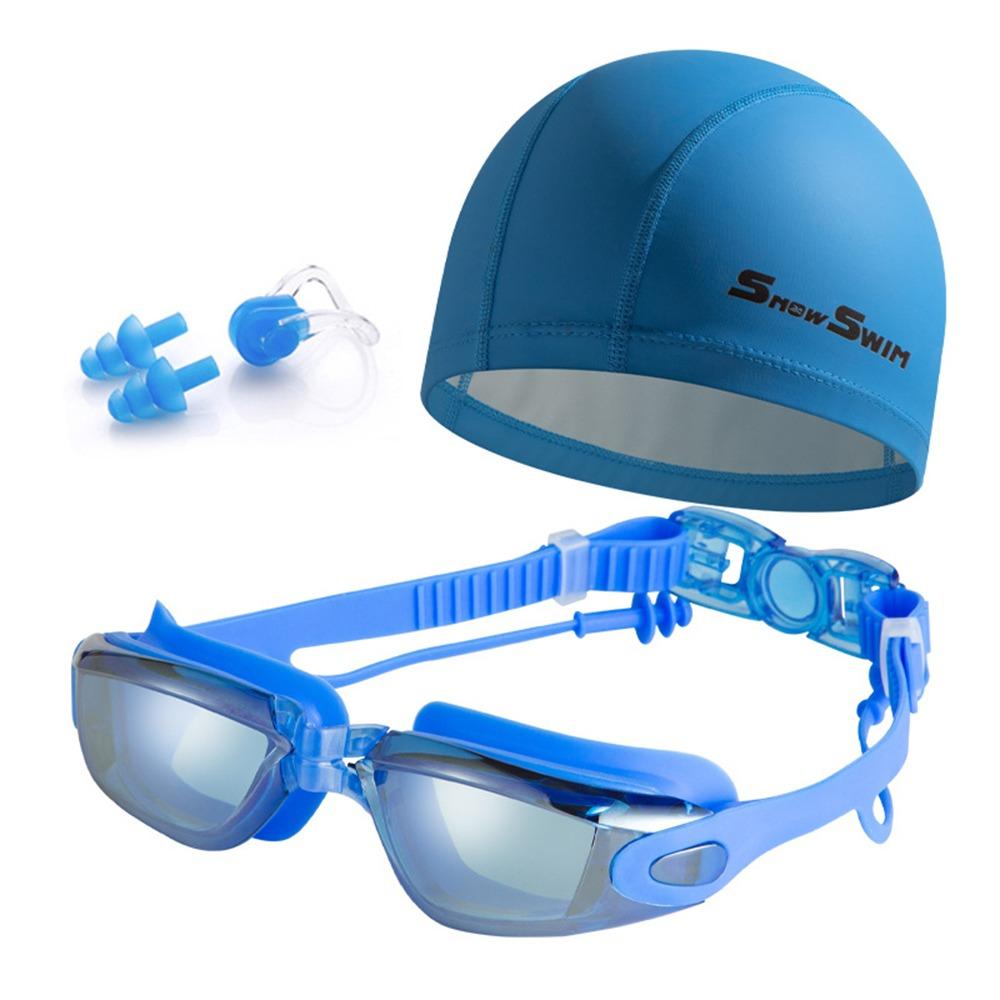 with Nose Clip, and Ear Plugs Silicone Swim Cap Adjustable Diving Eyewear  Water Sports