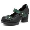 GKTINOO Spring Women Pumps Retro Lady 7CM High Heels Buckle Strap Flower Pumps Handmade Women Genuine Leather Shoes
